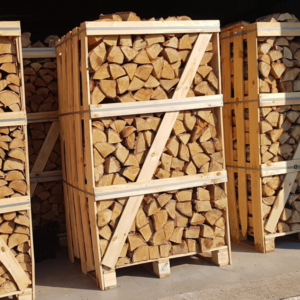 Kiln dried mix (Birch+Alder) firewood in 1,8 RM wooden crates