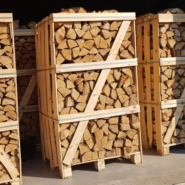 Kiln dried mix (Birch+Alder) firewood in 1,8 RM wooden crates